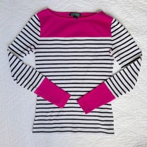 Ralph Lauren Long Sleeve Color Block Striped Shirt